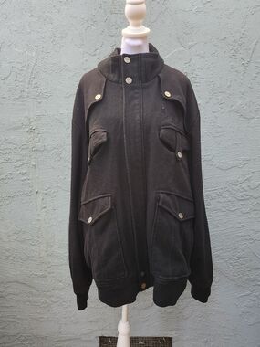 Vintage Coogi Black Heavy Wool Utility Jacket 3X